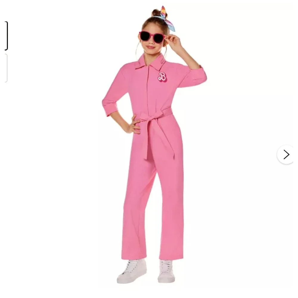 Barbie The Movie Kids Pink Power Jumpsuit Spirit Halloween Costume Med 8-10 NEW - Picture 1 of 15